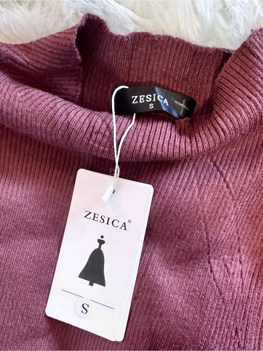 ZESICA Ribbed Knit Midi Sweater Dress Mauve Pink Side Slit Mock Neck NWT Small - Picture 5 of 11